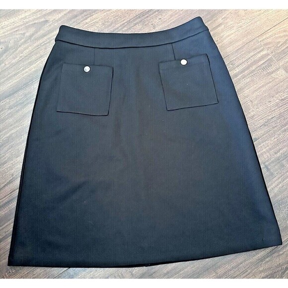 T Tahari Women's Ponte-Knit stretch Black mini skirt front pockets with buttons - Picture 1 of 7